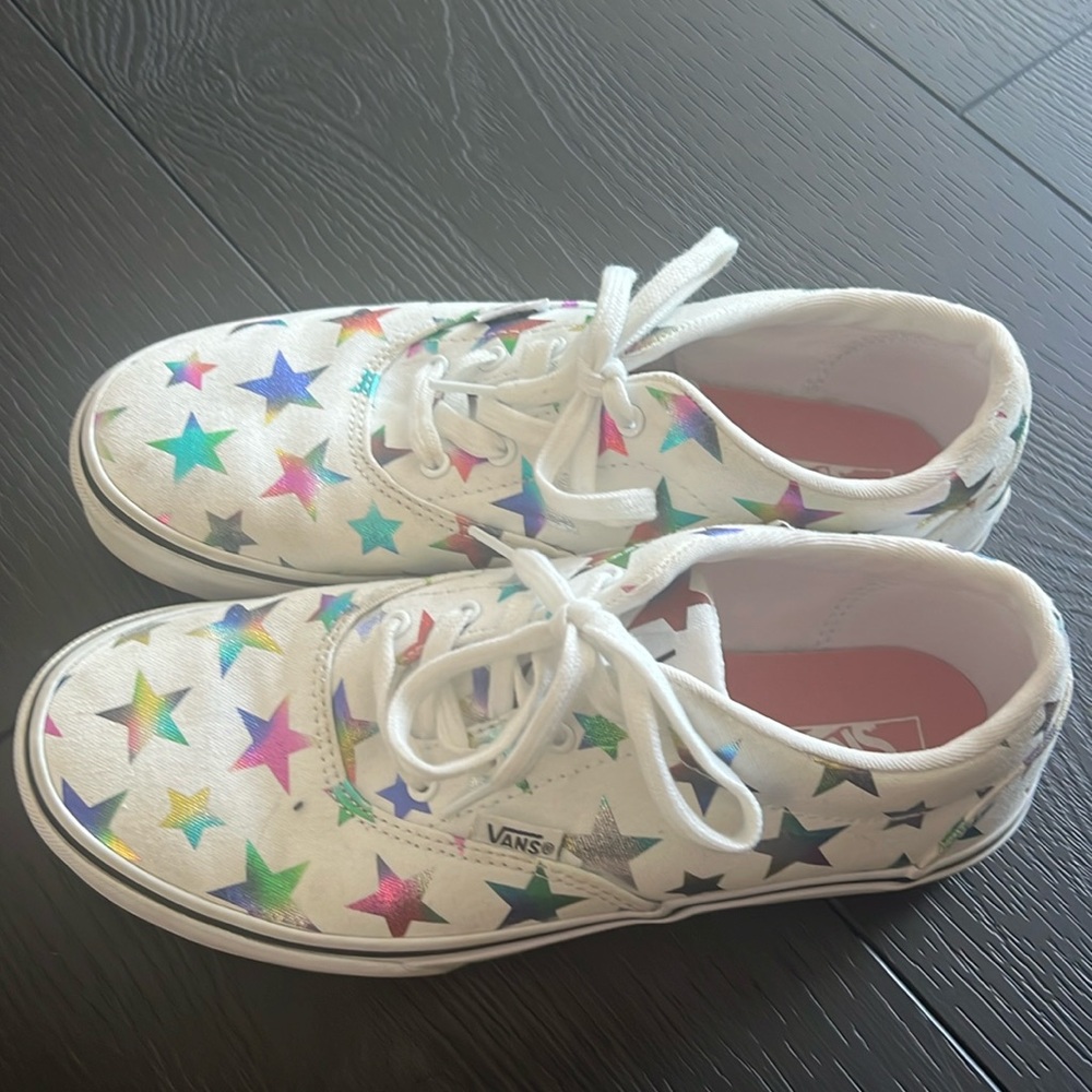 Van - white with multi colored stars.